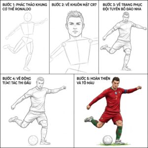 Cách Vẽ Ronaldo Đang Thi Đấu Trong Màu Áo Đội Tuyển Bồ Đào Nha